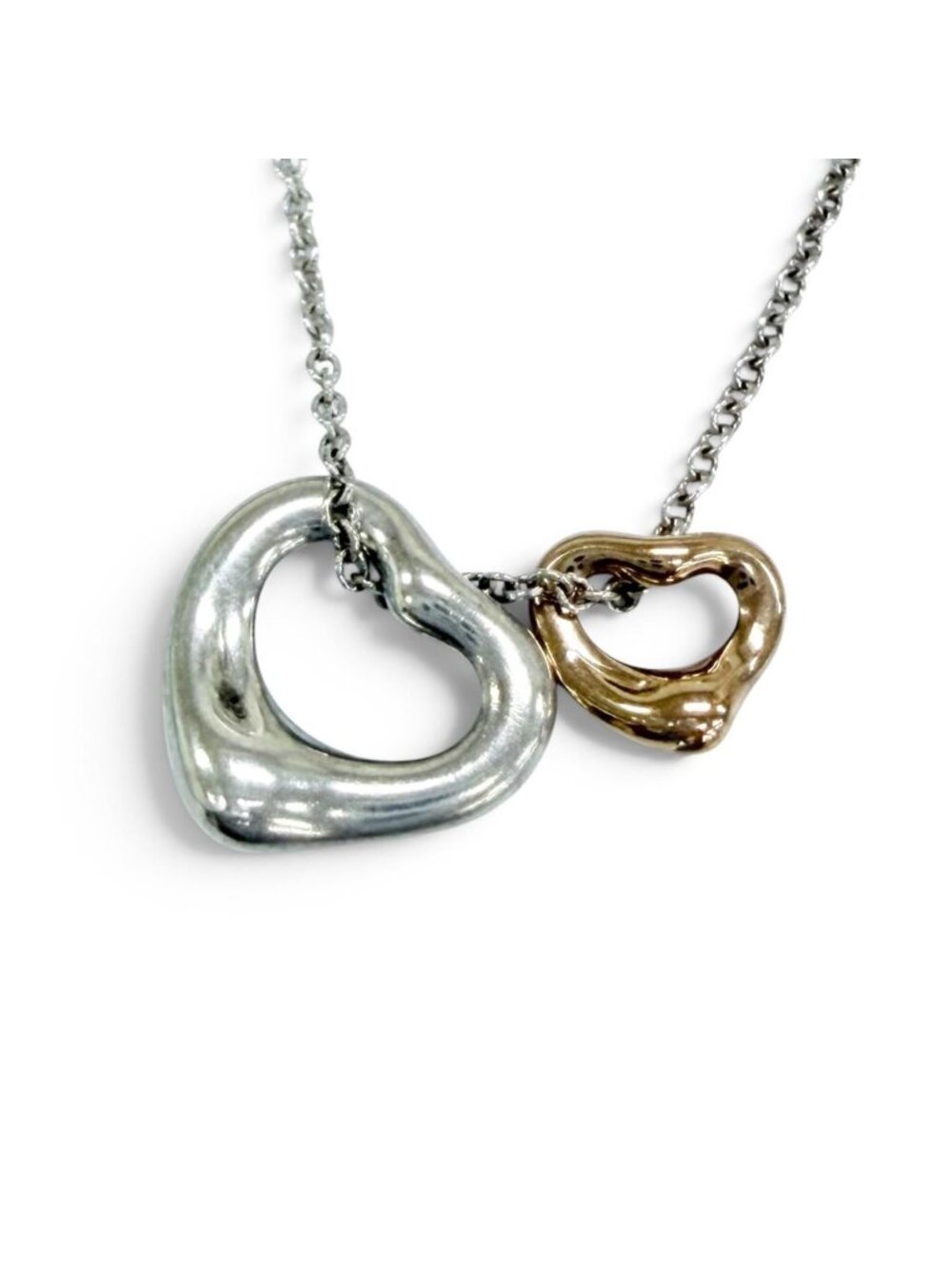 Tiffany & Co Elsa Peretti Double Open Heart Necklace Extra Mini